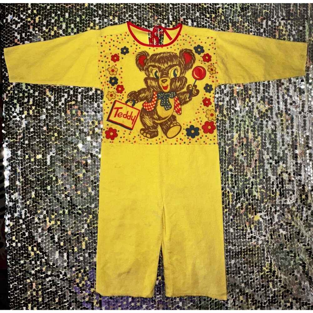 True Vintage 1960’s Child’s Halloween Costume Ben Cooper Teddy Bear Yellow - Picture 1 of 13